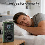 Greadio Digital Weather Band Radio with Flashlight,1250mAh Rechargeable AM FM Portable Radio with Clip