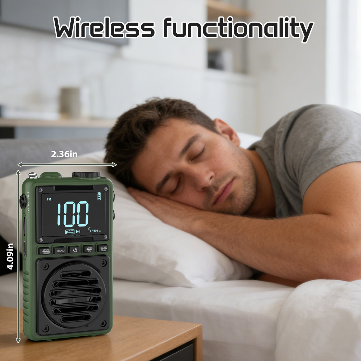 Greadio Digital Weather Band Radio with Flashlight,1250mAh Rechargeable AM FM Portable Radio with Clip