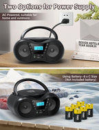 Greadio Boombox Portable CD Players for Home with Bluetooth, Boom Box CD Player FM Radio Combo, Stereo Sound