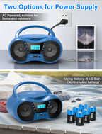 Greadio Boombox CD Player for Home with Bluetooth, Portable CD Player Boom Box with FM Radio, Stereo Sound, AC/Battery Powered