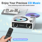Bluetooth CD Players Portable with Remote Control, 4000mAh Rechargeable CD Player, CD Player with Speakers for Home, Supports USB, TF, AUX, Optical Input, 1 Count