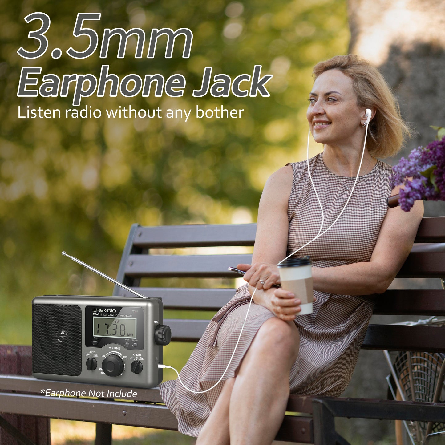 Greadio Portable Shortwave Radio with Best Reception,AM FM Transistor,LCD Display,Time Setting