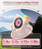 Portable Bluetooth CD Player with Dual Karaoke Microphones & LED Lights, 4000mAh Rechargeable CD Player with Speakers