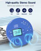 Portable CD Player with Bluetooth, Disman CD Player for Car with FM Transmitter, Rechargeable Personal
