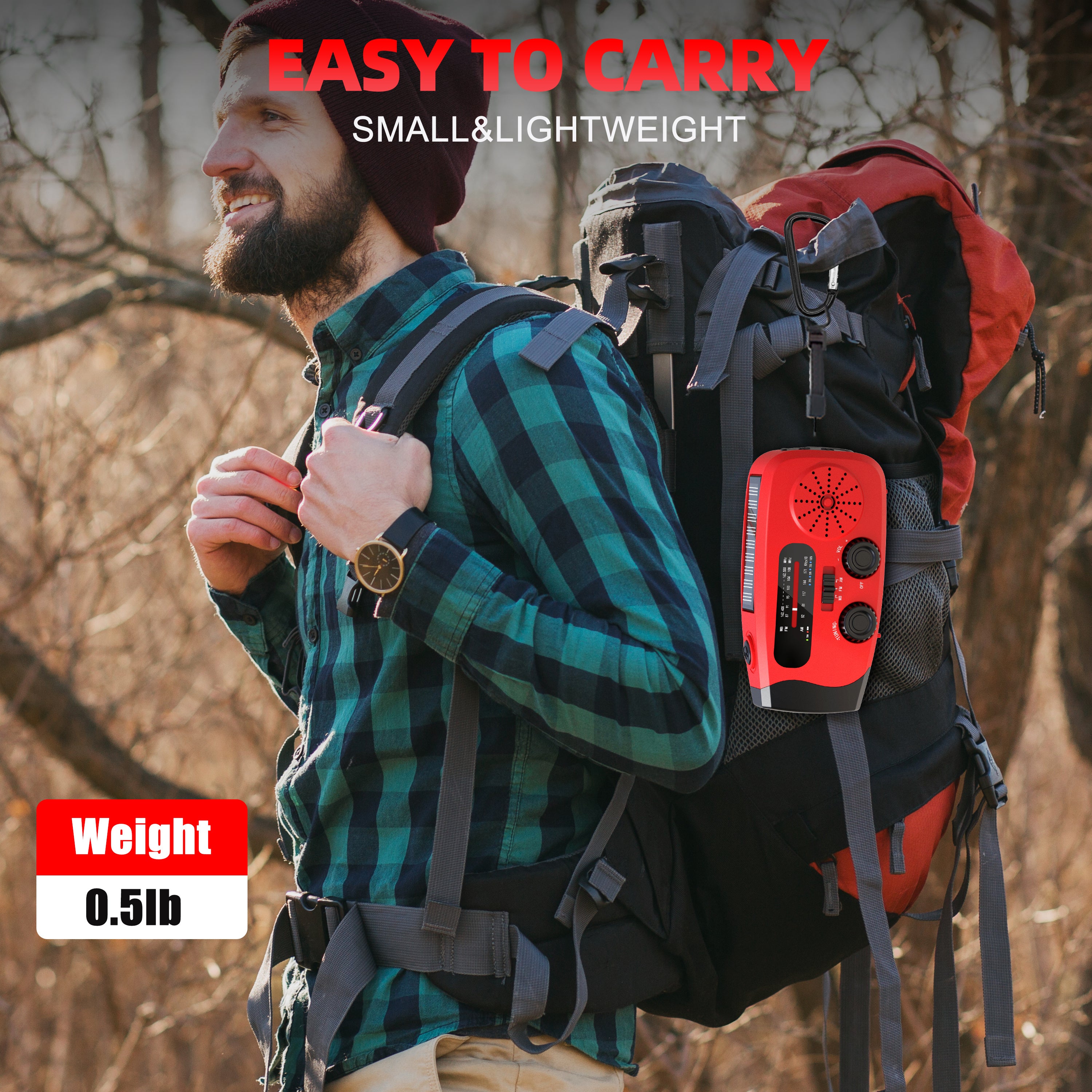 Greadio Emergency Hand Crank Radio,7400mWh AM/FM/NOAA Solar Radio with USB Charged and LED Flashlights for Hurricane