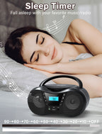 Greadio Boombox Portable CD Players for Home with Bluetooth, Boom Box CD Player FM Radio Combo, Stereo Sound