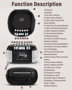 Greadio CD Cassette CD Boombox Player with AUX Input, Portable Boombox CD Player with Good Sound, CD Boombox with FM Radio, CD Player with Speakers