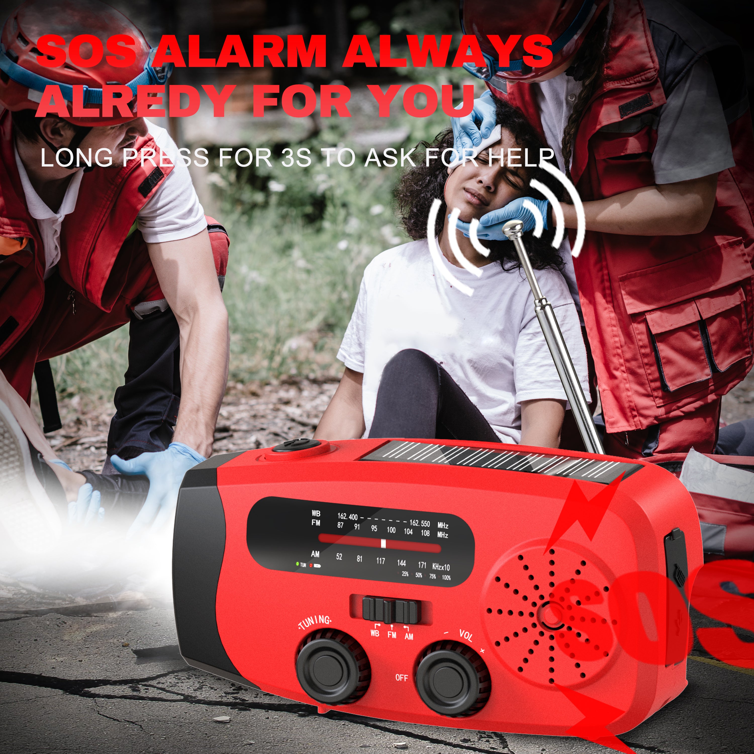 Greadio Emergency Hand Crank Radio,7400mWh AM/FM/NOAA Solar Radio with USB Charged and LED Flashlights for Hurricane