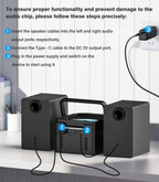 Stereo System for Home with Boombox CD and Cassette Player Combo, 40W Home Stereo System with Bluetooth, FM Radio/USB/TF/AUX/Remote Control