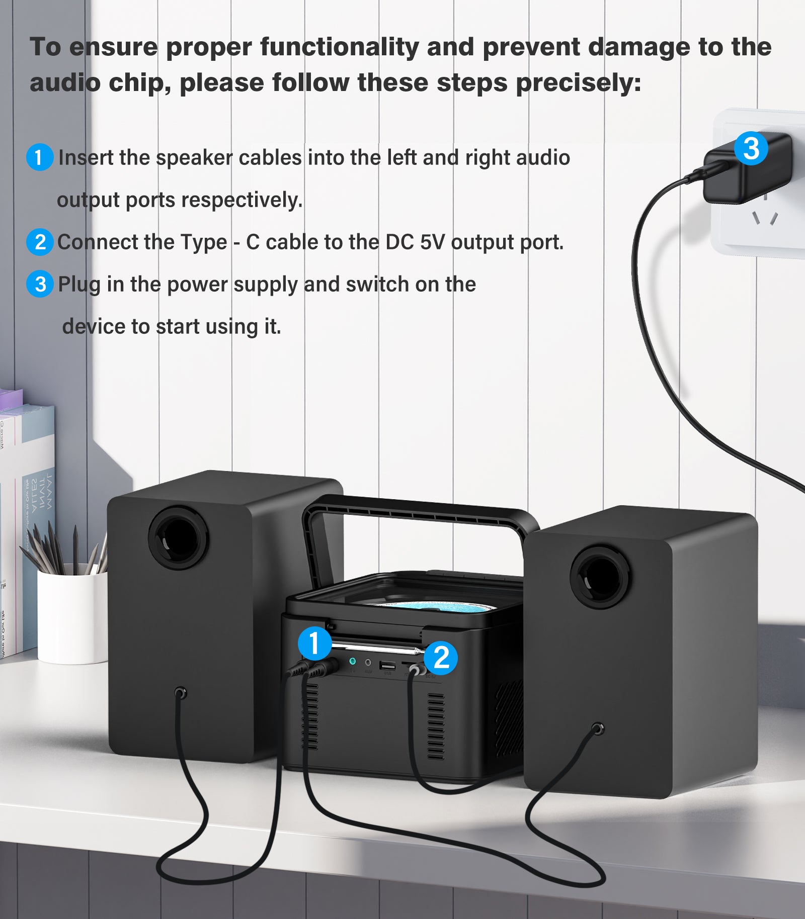 Stereo System for Home with Boombox CD and Cassette Player Combo, 40W Home Stereo System with Bluetooth, FM Radio/USB/TF/AUX/Remote Control