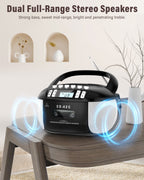 Greadio CD Cassette CD Boombox Player with AUX Input, Portable Boombox CD Player with Good Sound, CD Boombox with FM Radio, CD Player with Speakers