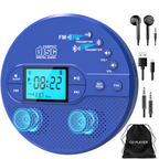 NEW 2025 CD Player Portable with Bluetooth, Greadio 2000mAh Rechargeable Discman CD Player for Car（Blue)