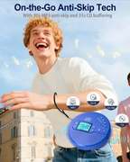 NEW 2025 CD Player Portable with Bluetooth, Greadio 2000mAh Rechargeable Discman CD Player for Car（Blue)