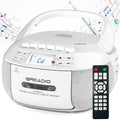 CD Player Boombox Combo with Bluetooth, CD Cassette Player Boombox with Remote, AM/FM Radio, Stereo Sound